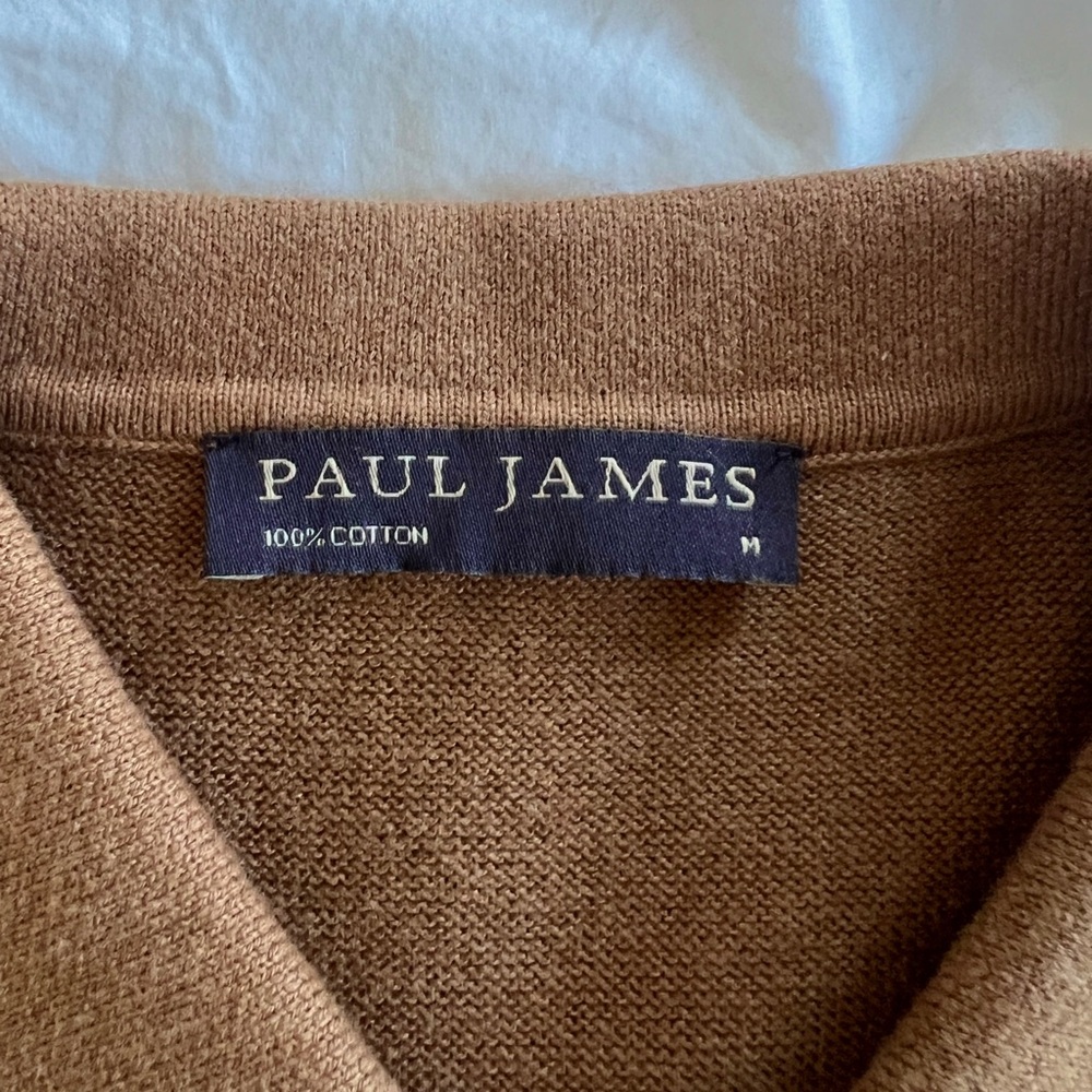 Knit polo by Paul James UK (caramel color) 100% cotton silky soft - Picture 10 of 13